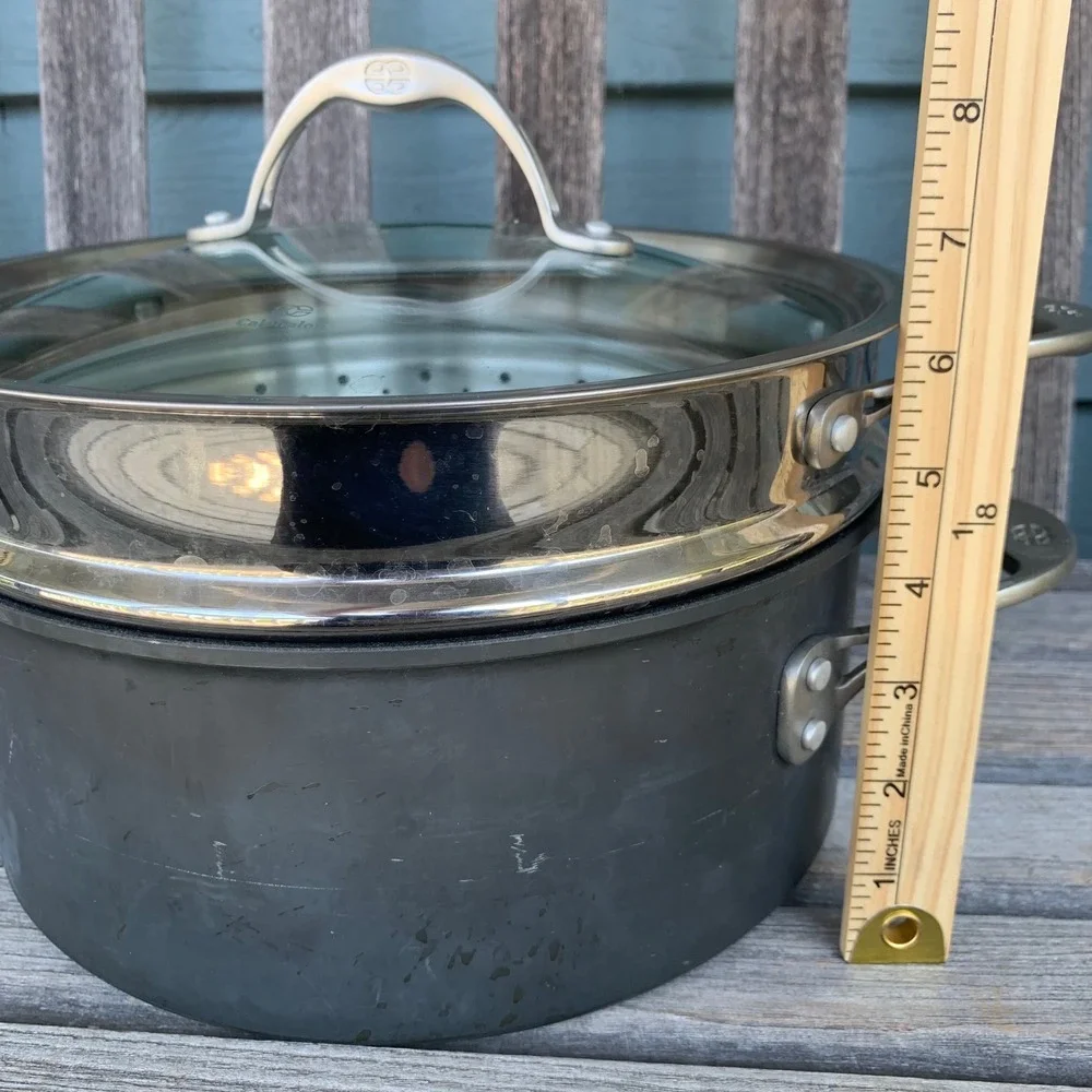 Calphalon 5 Qt Steamer Pot Set 8785 Non-Stick Dutch Oven Glass Lid Made in USA